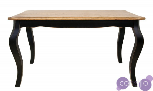 Обеденный стол деревянный с черными гнутыми ножками 138 см Grant
