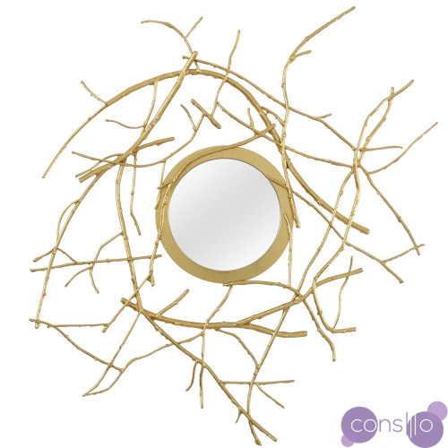 Зеркало-солнце дизайнерское золотое Северина