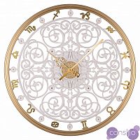 Часы настенные круглые белые с рамкой золото Zodiac