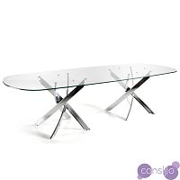 Обеденный стол стеклянный с двойным основанием хром 300 см F2133-GRAN от Angel Cerda
