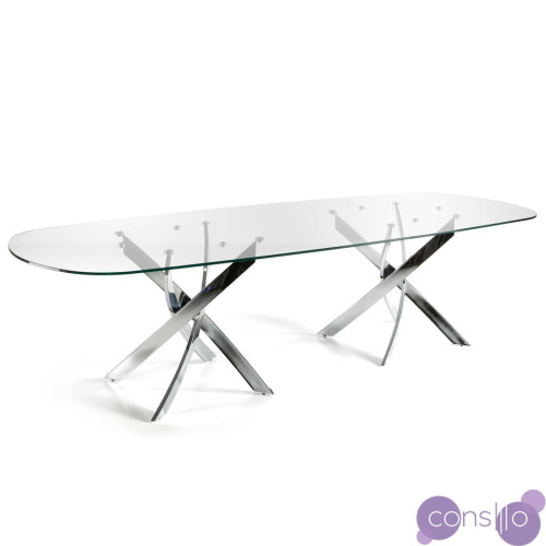 Обеденный стол стеклянный с двойным основанием хром 300 см F2133-GRAN от Angel Cerda