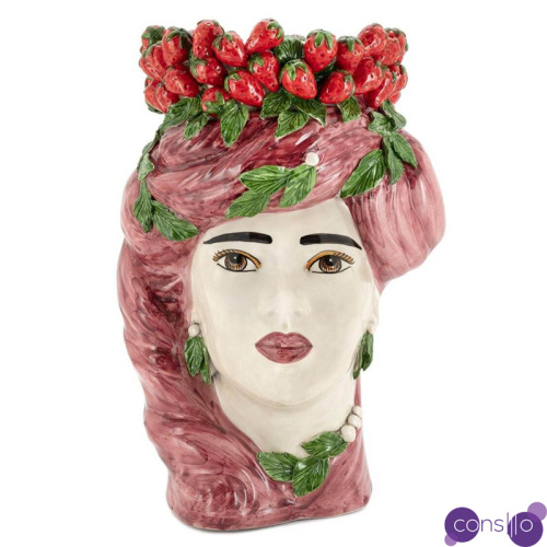 Ваза VASE STRAWBERRIES HEAD LADY BIG Red