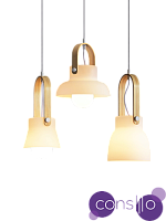 Подвесной дизайнерский светильник из стекла с деревянным ободом by Light Room