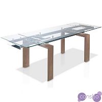 Обеденный стол раздвижной стеклянный с деревянными ножками 160-240 см DT638 от Angel Cerda