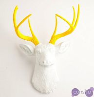 Голова оленя - Белая с желтыми рогами