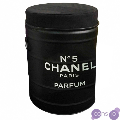 Декоративная бочка-пуф Chanel №5 black M