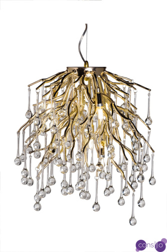 Люстра подвесная "Капли" круглая золото Люстра подвесная "Капли" круглая золото