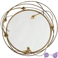 Зеркало круглое дизайнерское состаренная латунь Эвита