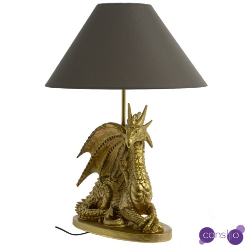 Настольная лампа с абажуром Дракон Golden Dragon Lamp Brown