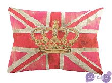Большая подушка с британским флагом Crown Pink