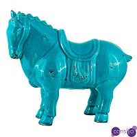 Фигурка керамика синяя лошадь большая Blue Horse