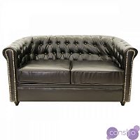 Двухместный кожаный диван Karo black 2S (Ширина 129 см)