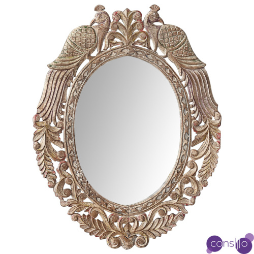 Зеркало в резной раме Viaan Grey Mango Carved Mirror