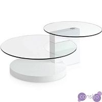 Журнальный столик стеклянный двойной на белом основании 120 см Personal LE607-A от Angel Cerda