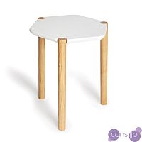 Приставной столик белый с деревянными ножками 41 см Lexy