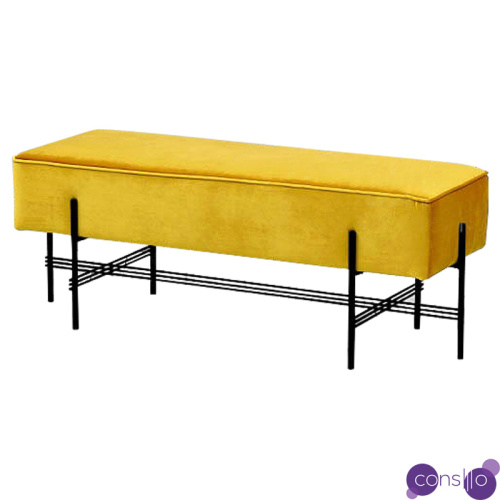 Банкетка желтая велюровая Sanjay Velour Banquet Yellow