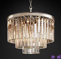 Подвесной дизайнерский светильник 1920s Odeon Clear Glass Fringe 3-Tier Chandelier by Restoration Hardware