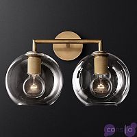 Бра RH Utilitaire Globe Shade Double Sconce Brass