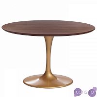 Обеденный стол круглый орех с золотой ножкой 100 см Apriori T