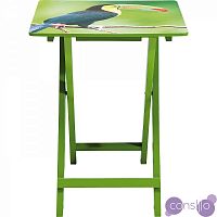 Приставной столик складной зеленый с принтом Tukan