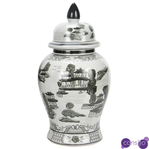 Ваза с крышкой Chinoiserie Ceramics Village Vase