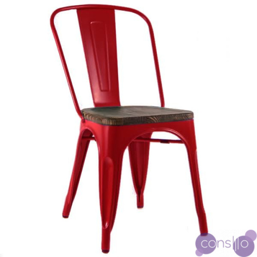 Кухонный стул Tolix Chair Wood Red Красный designed by Xavier Pauchard in 1934