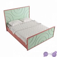 Кровать деревянная двуспальная 160х200 розовая Круги на воде