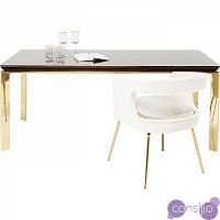 Обеденный стол прямоугольный эбеновый шпон с золотыми ножками 180 см Boston