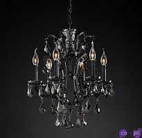 Подвесной дизайнерский светильник 19th C. Rococo Iron & Smoke Crystal Round Chandelier 18" by Restoration Hardware