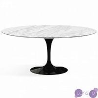 Обеденный стол овальный черный с топом керамогранит Calacatta 180х100 см Apriori T