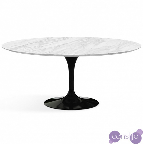 Обеденный стол овальный черный с топом керамогранит Calacatta 180х100 см Apriori T
