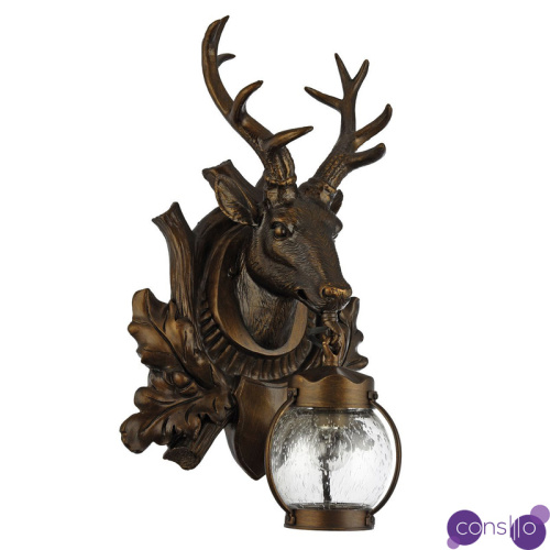 Темно-коричневый уличный светильник с головой оленя ANIMAL LANTERN