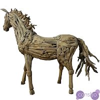 Большой арт-объект лошадь винтажное дерево
