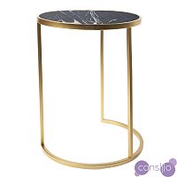 Приставной стол Round Table Marble gold черный мрамор