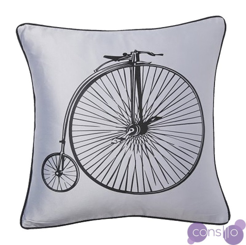 Подушка с ретро-велосипедом Retro Bicycle Grey