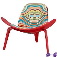 Дизайнерское кресло Shell Chair CH07 Ткань с цветным принтом