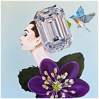 Картина Audrey with Diamond Headdress and Purple Blossoms Dress
