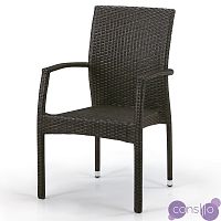 Плетеный стул с подлокотниками искусственный ротанг коричневый
