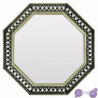 Зеркало восьмиугольное черное с белым принтом Legacy of Ornaments