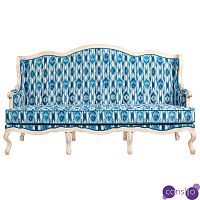 Трехместный диван с голубым узором Ikat Pattern
