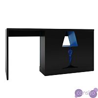 Письменный стол черный с голубым декором Лампа от Odingeniy