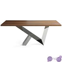 Обеденный стол деревянный с металлическим основанием 200 см орех CT998 от Angel Cerda