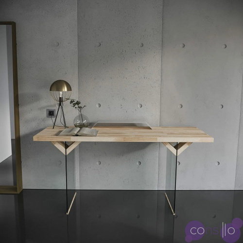 Письменный стол деревянный с белой подставкой для монитора EcoComb-4