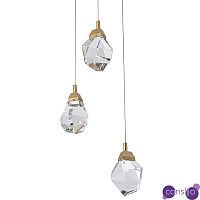 Подвесной светильник с 3-мя хрустальными плафонами Esme Crystal Brass Trio Hanging lamp