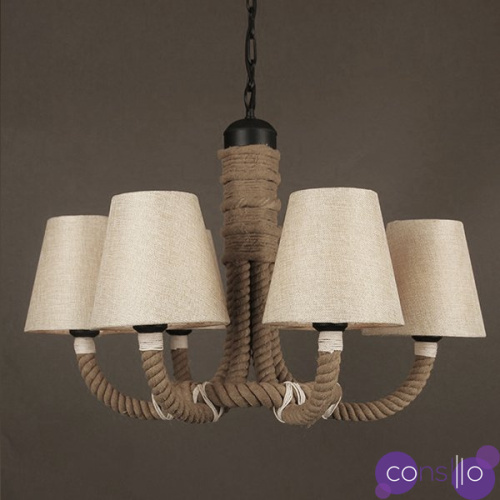 Люстра Rattan Chandelier Loft Rope Light