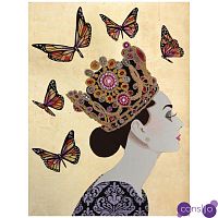 Картина Audrey with Crown and Monarch Butterflies