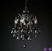 Подвесной дизайнерский светильник 19th C. Rococo Iron & Smoke Crystal Round Chandelier 13" by Restoration Hardware