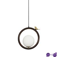 Светильник с птичкой Bird Wood Ring Hanging Lamp