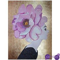 Картина Audrey with Pink Poppy Headdress and Gold Leaf Background