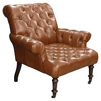 Кресло кожаное Bastien Leather Brown Armchair